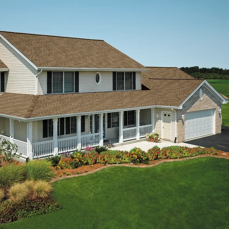 A country home that received a complete roof replacement. 